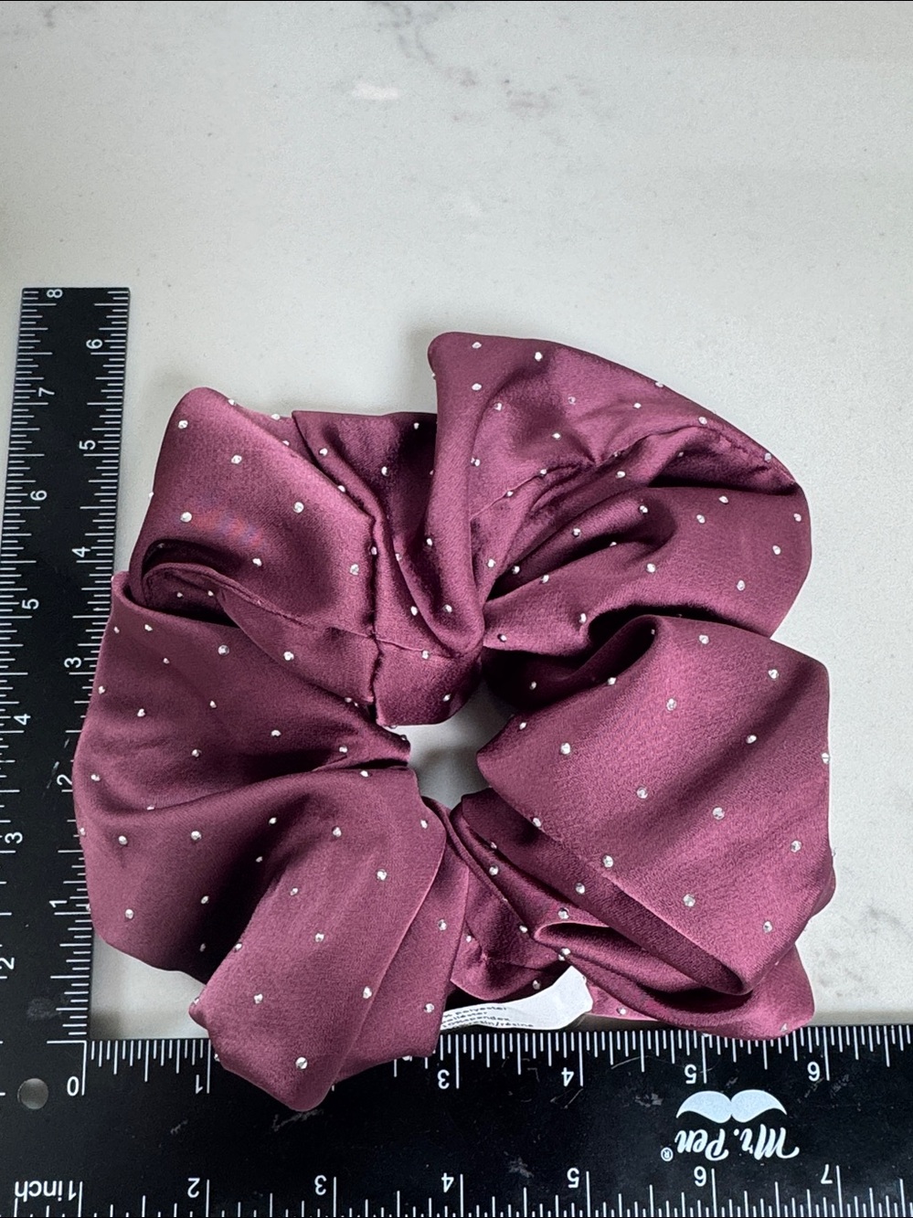 Urban Outfitters Plum large Satin Scrunchie with Silver embellishments